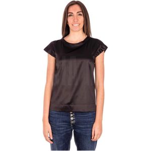 Caliban, Dames, Blouses & Shirts, Zwart, Maat: M Satijn,