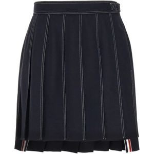 Thom Browne, Dames, Rokken, Blauw, Maat: 2XS Wol,