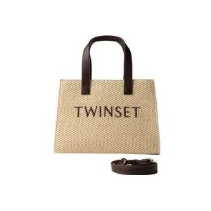 Twinset Stro Effect Middelgrote Tas , Yellow , Dames , Maat: ONE Size