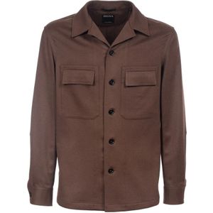 Zegna, Heren, Overhemden, Bruin, Maat: S Wol,