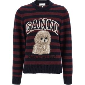 Ganni - Gebreide Trui - Veelkleurig - Ronde Hals - Lange Mouwen