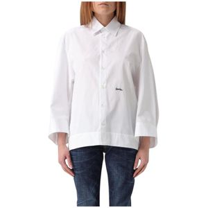 Relaxed Fit - Longsleeve Overhemd - Wit - Katoen Poplin