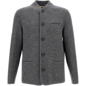 Alpe Piano, Heren, Jassen, Grijs, Maat: L Wol,