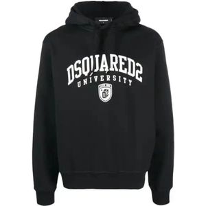 Dsquared2, Heren, Sweatshirts & Hoodies, Zwart, Maat: S