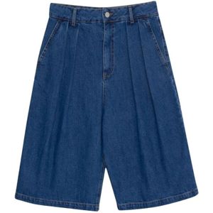 The New Society, Dames, Korte broeken, Blauw, Maat: S Denim,