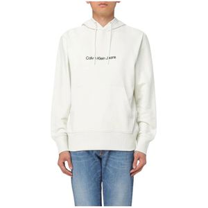 Calvin Klein, Heren, Sweatshirts & Hoodies, Wit, Maat: XL Katoen,