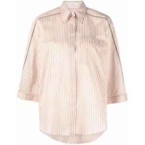 Brunello Cucinelli, Dames, Blouses & Shirts, Beige, Maat: S Katoen,