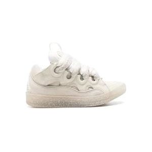 Lanvin Witte Mesh Sneakers met Suède Panelen , White , Dames , Maat: 37 EU