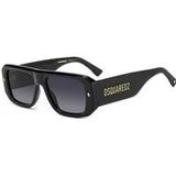 Dsquared2 Zwarte zonnebril met donkergrijze lenzen , Black , Heren , Maat: 54 MM