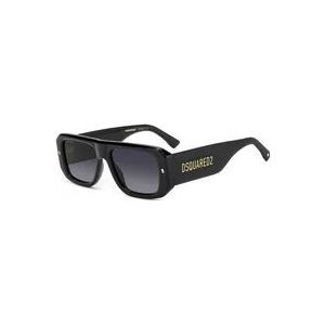 Dsquared2 Zwarte zonnebril met donkergrijze lenzen , Black , Heren , Maat: 54 MM
