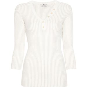 Elisabetta Franchi, Dames, Truien, Wit, Maat: L