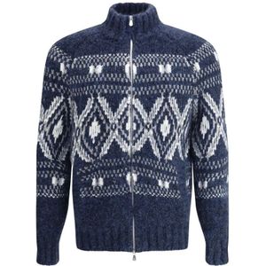 Brunello Cucinelli, Heren, Truien, Blauw, Maat: L Zijde,