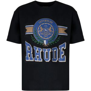 Rhude, Heren, Tops, Zwart, Maat: M Katoen,