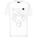 Plein - Sport Shirt - Zwart/Wit - Tiger - Kwartmouw - Losse Pasvorm