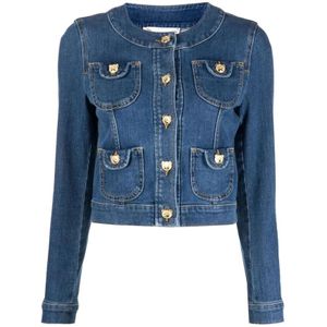 Moschino, Dames, Jassen, Blauw, Maat: M Denim,