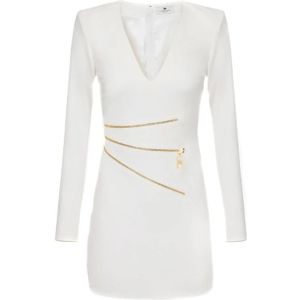 Elisabetta Franchi, Dames, Jurken, Wit, Maat: S