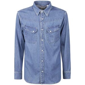Levi's, Heren, Overhemden, Blauw, Maat: S Katoen,
