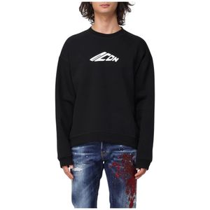 Dsquared2, Heren, Sweatshirts & Hoodies, Zwart, Maat: S Katoen,