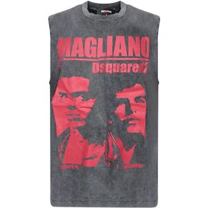 Dsquared2, Heren, Tops, Grijs, Maat: M