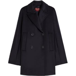 Max Mara Studio, Dames, Mantels, Blauw, Maat: 2XS Wol,