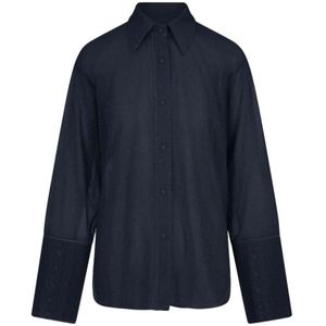 Oseree, Dames, Blouses & Shirts, Blauw, Maat: M/L Polyamide,