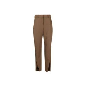 Balmain Wollen broek met splitdetail , Brown , Dames , Maat: L