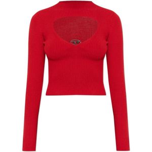 Diesel - Rode Wol Ribgebreide Trui - Dames