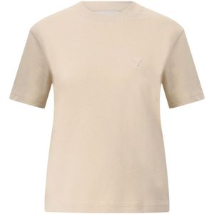 Ami Paris, Dames, Tops, Beige, Maat: 2XS Katoen,