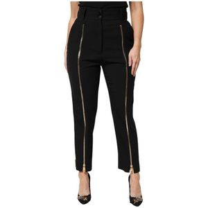 Dolce & Gabbana, Dames, Broeken, Zwart, Maat: 2XS Wol,