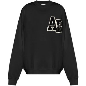 Anine Bing - Logo Patch - Sweatshirt - Zwart - Katoen