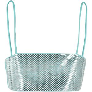 Giuseppe Di Morabito, Dames, Tops, Blauw, Maat: S Satijn,