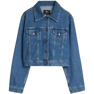 7 For All Mankind, Dames, Jassen, Blauw, Maat: XS Denim,