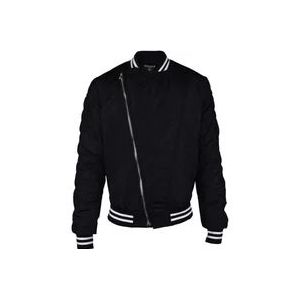 Balmain Zwarte nylon jas met wit logo , Black , Heren , Maat: S