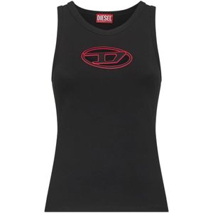 Diesel, Dames, Tops, Zwart, Maat: L Katoen,