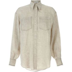 Brunello Cucinelli - Juta - Blouse - Beige - 100% Linnen - Lange Mouwen