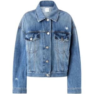 Pinko - Denim Jas - Blauw - Denim - Knoopsluiting - Klassieke Kraag
