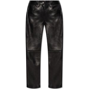 Versace, Dames, Broeken, Zwart, Maat: 2XS Leer,