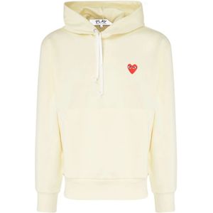 Comme des Garçons Play, Heren, Sweatshirts & Hoodies, Beige, Maat: S Poliester,