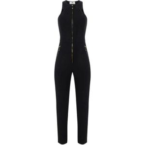 Elisabetta Franchi, Dames, Jumpsuits & Playsuits, Zwart, Maat: L Satijn,