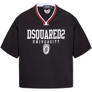 Dsquared2 V-hals T-shirt , Black , Heren , Maat: S