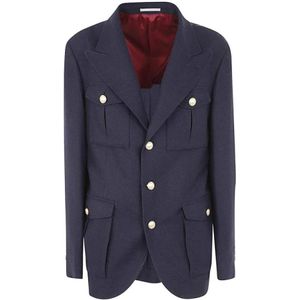 Brunello Cucinelli, Heren, Jassen, Blauw, Maat: L Zijde,