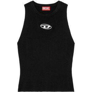 Diesel, Dames, Tops, Zwart, Maat: XS