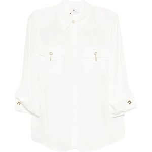 Elisabetta Franchi, Dames, Blouses & Shirts, Wit, Maat: 2XL