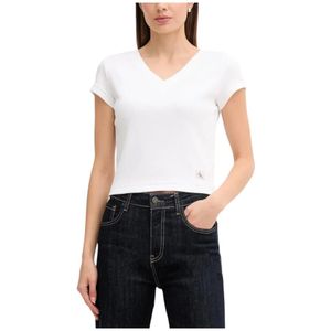 Calvin Klein Jeans, Dames, Tops, Wit, Maat: L Katoen,