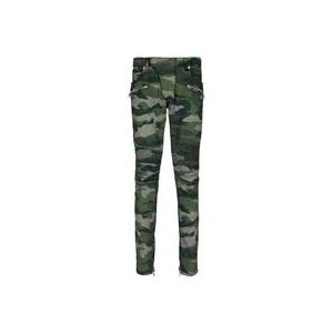 Balmain Slim-fit jeans in camouflage denim met geribbelde details , Green , Heren , Maat: W31