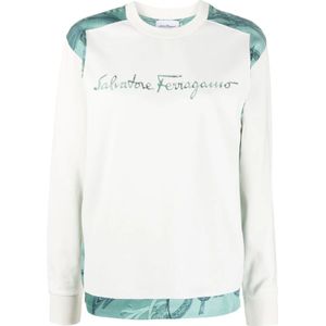 Ferragamo, Dames, Sweatshirts & Hoodies, Wit, Maat: XS Katoen,