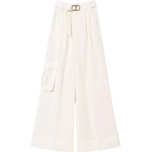 Twinset, Dames, Broeken, Wit, Maat: M Linnen,