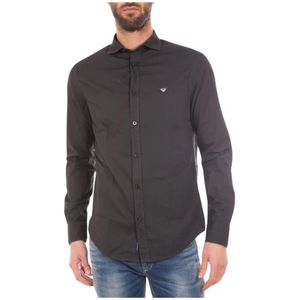 Armani Jeans, Heren, Overhemden, Grijs, Maat: S Katoen,