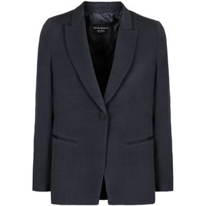 Emporio Armani, Dames, Jassen, Blauw, Maat: XL Tweed,