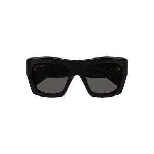 Gucci Zwarte vierkante zonnebril Gg1772S 001 , Black , Dames , Maat: 52 MM